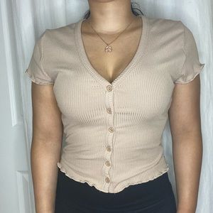 Polly & Esther Beige V Neck